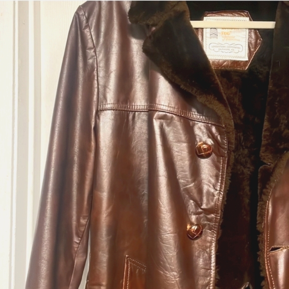 London Fog Leather Coat Trench Jacket - Picture 2 of 7